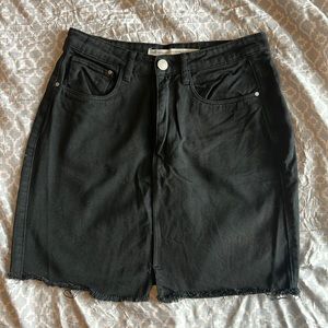 Black denim skirt